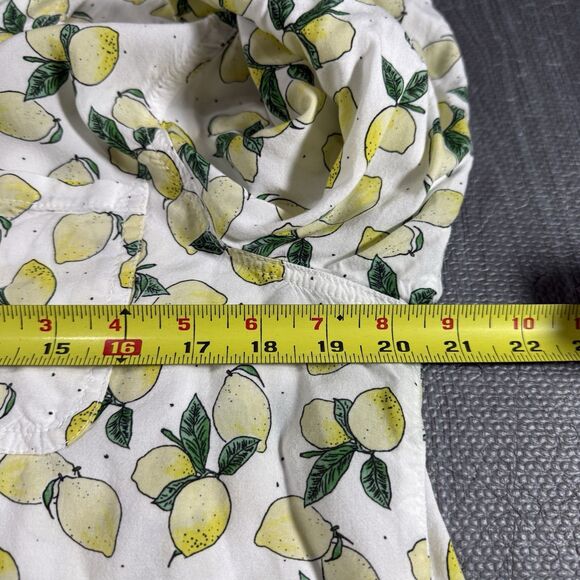 Beachlunchlounge Button Up Shirt Womens XL Yellow Green Lemon Citrus - Picture 6 of 7
